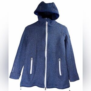 Giesswein Merino Wool Blend Hooded Jacket Size 6 Cabincore Made In Austria Blue